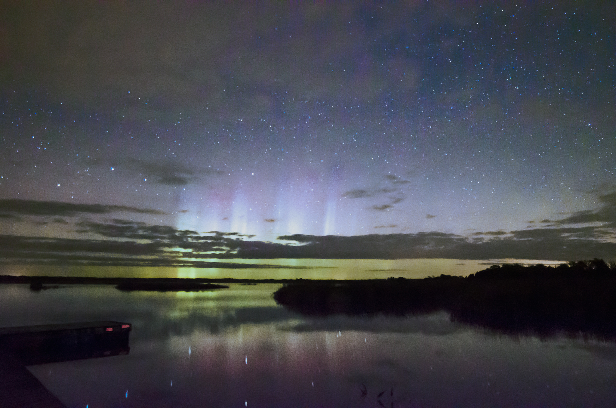 Aurora Borealis over Camden Lake in Moscow, Ontario